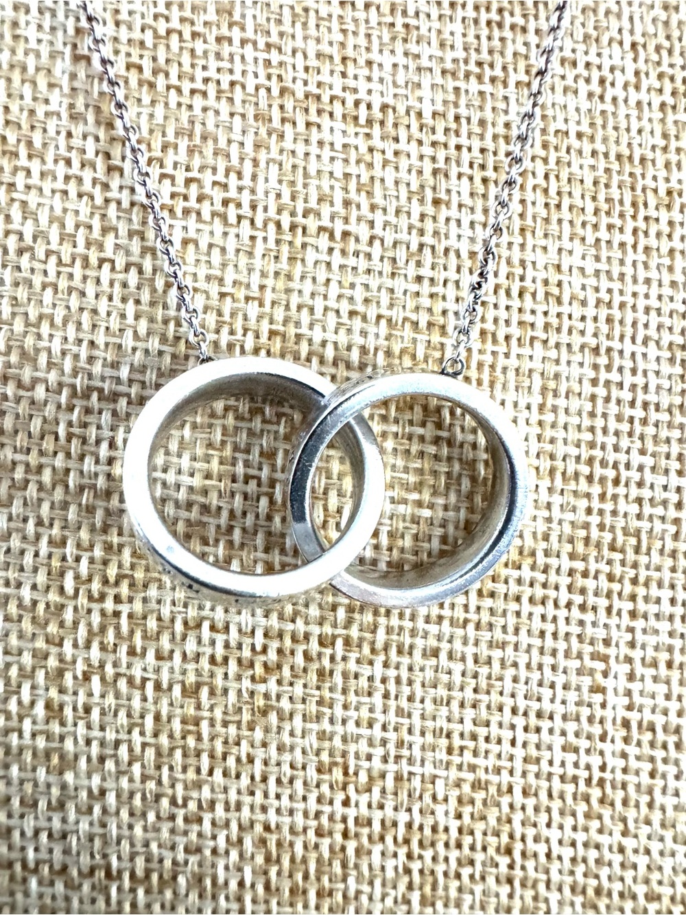 TIFFANY & CO. 1837 Interlocking Circles ,925 Sterling Silver 18” Necklace +Pouch
